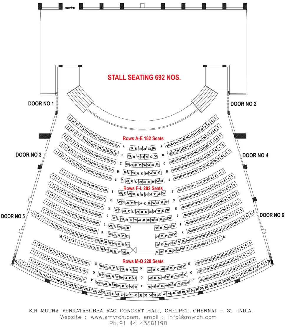 Sir Mutha Venkatasubba Rao Concert Hall Seating Chart